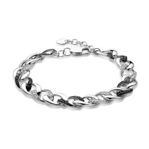 Rosa Di Luca zilver armband met zirkonia zwart
