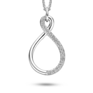 Rosa Di Luca zilver hanger met zirkonia met collier
