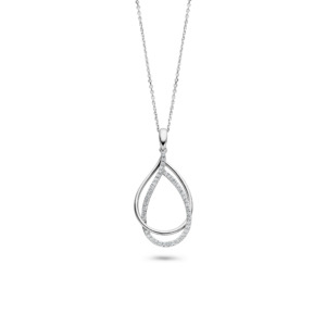 Rosa Di Luca zilver hanger met zirkonia met collier