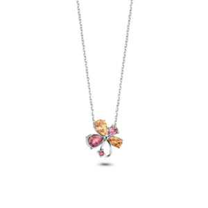 Rosa Di Luca zil hanger rodoliet champagne met zirkonia met collier