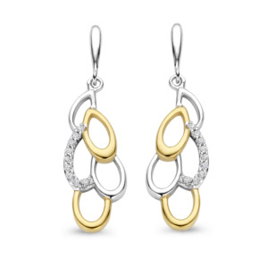 Rosa Di Luca zilver/verguld oorbellen met zirkonia