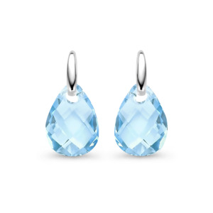 Rosa Di Luca zilver oorbellen met zirkonia blauw
