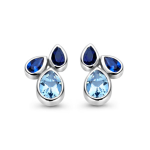 Rosa Di Luca zilver met zirkonia oorbellen blauw