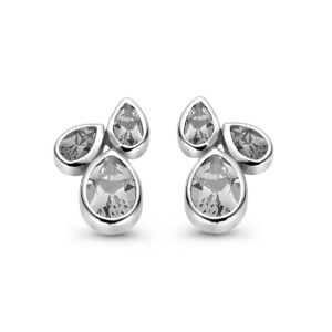 Rosa Di Luca zilver met zirkonia oorbellen bord oranje