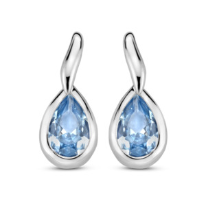 Rosa Di Luca zilver oorknop blauw