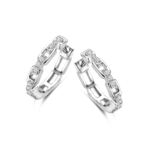 Rosa Di Luca zilver creolen met zirkonia