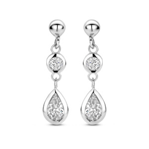 Rosa Di Luca zilver oorbellen met zirkonia