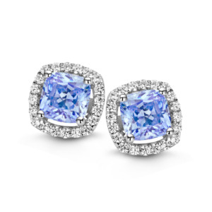 Rosa Di Luca zilver oorbellen met zirkonia blauw