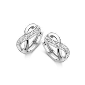 Rosa Di Luca zilver creool met zirkonia