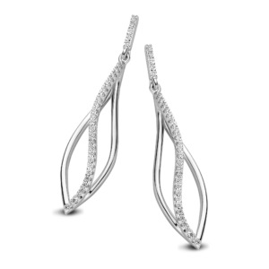Rosa Di Luca zilver oorhangers met zirkonia
