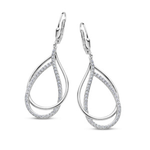 Rosa Di Luca zilver oorhangers met zirkonia