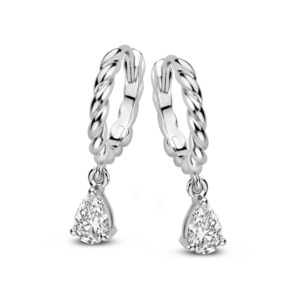 Rosa Di Luca zilver creool met zirkonia