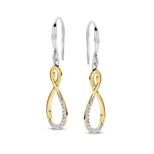 Rosa Di Luca zilver/verguld oorhangers met zirkonia