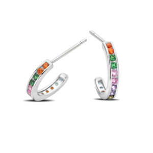 Rosa Di Luca zilver oorbellen kleursteen met zirkonia