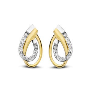 Rosa Di Luca zilver/verguld oorbellen met zirkonia