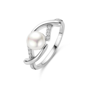 Rosa Di Luca zilver ring met zirkonia parel