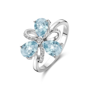 Rosa Di Luca zilver ring met zirkonia blauw/wit