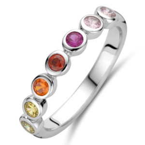 Rosa Di Luca zilver ring kleursteen met zirkonia