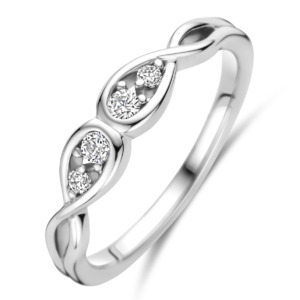 Rosa Di Luca zilver ring met zirkonia