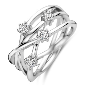 Rosa Di Luca zilver ring met zirkonia