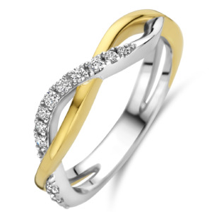 Rosa Di Luca zilv/verguld ring met zirkonia