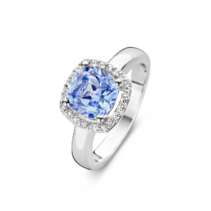 Rosa Di Luca zilver ring met zirkonia blauw