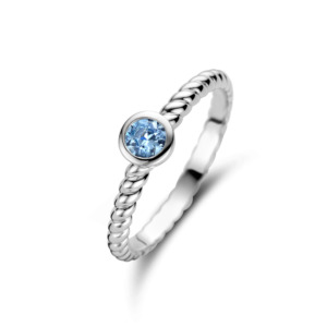 Rosa Di Luca zilver aanschuif ring met met zirkonia blauw