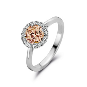 Rosa Di Luca zilver ring met zirkonia champagne