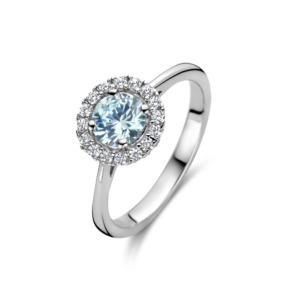 Rosa Di Luca zilver ring met zirkonia lichtblauw