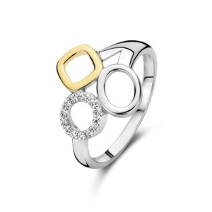 Rosa Di Luca zilver/verguld ring met zirkonia