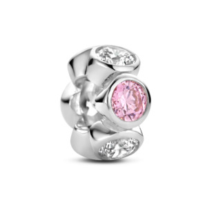 Rosa Di Luca zilver bedel zirkonia wit rose