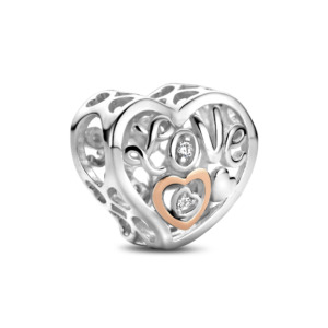 Rosa Di Luca zilver bedel zirkonia hart love rose