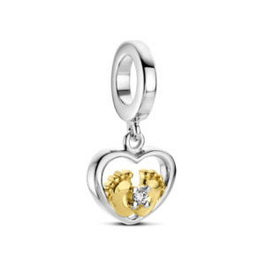 Rosa Di Luca zilver bedel zirkonia hanger hart verguld