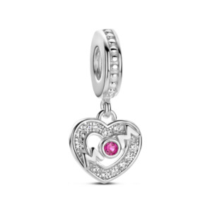 Rosa Di Luca zilver bedel zirkonia hanger hart wit  d rose