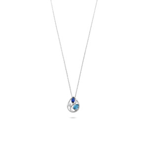 Rosa Di Luca zilver hanger met zirkonia blauw met collier