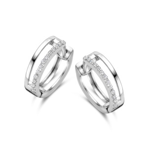 Rosa Di Luca 1/2 pr zilver creolen met zirkonia