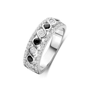 Rosa Di Luca zilver ring met zirkonia + zwart