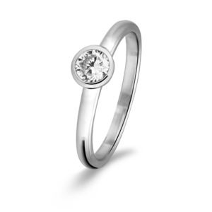Rosa Di Luca zilver aanschuif ring met zirkonia wit