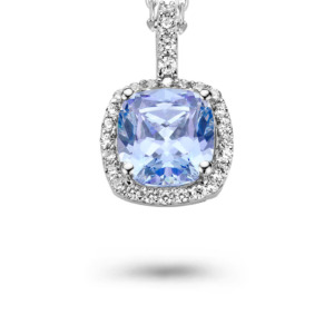 Rosa Di Luca zilver hanger met zirkonia blauw met collier