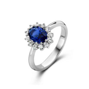 Rosa Di Luca zilver ring met zirkonia wit/blauw