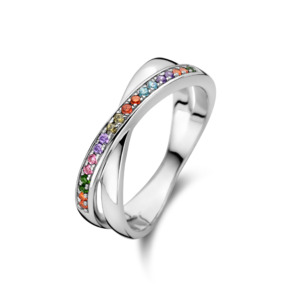 Rosa Di Luca zilver ring kleursteen met zirkonia