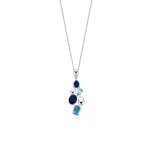 Rosa Di Luca zilver hanger blauw met collier