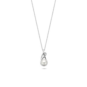 Rosa Di Luca zilver hanger met zirkonia parel met collier