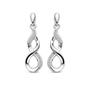 Rosa Di Luca zilver oorhangers met zirkonia