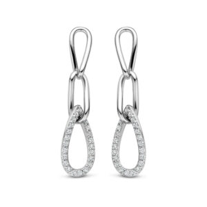 Rosa Di Luca zilver oorhangers met zirkonia