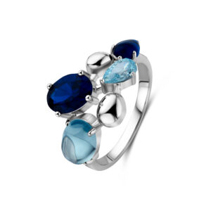 Rosa Di Luca zilver ring blauw
