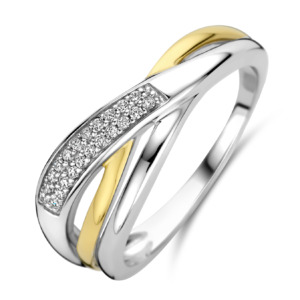 Rosa Di Luca zilv/verguld ring met zirkonia