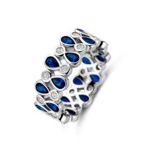 Rosa Di Luca zilver ring met zirkonia blauw