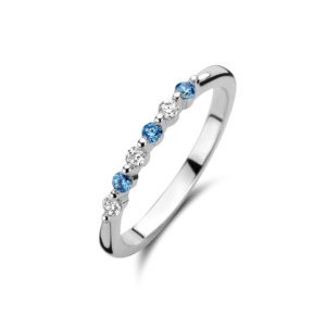 Rosa Di Luca zilver ring met zirkonia + blauw