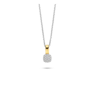 Rosa Di Luca zilv/verguld hanger met zirkonia met collier